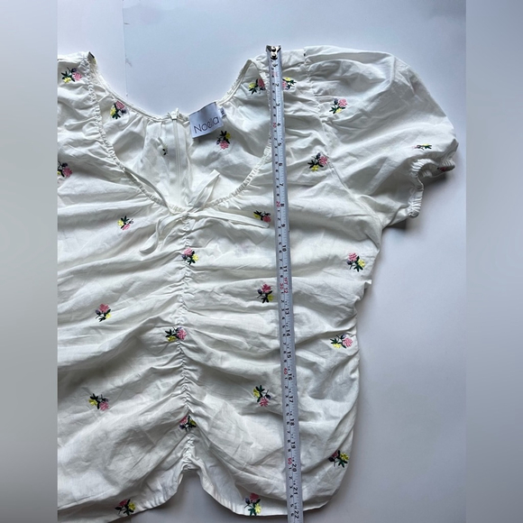 Noella Samantha Blouse top off White Floral Puff Sleeve embroidered - Picture 6 of 7